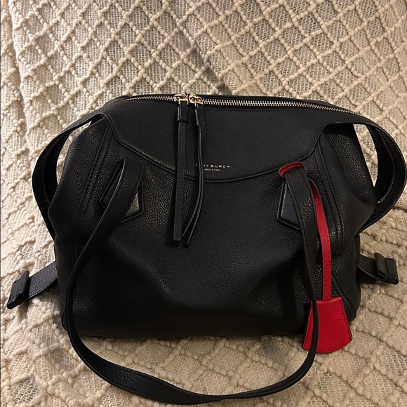 Tory Burch Perry Black Bag with Red Accent - Picture 13 of 16